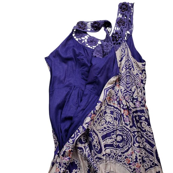 Free People Folklore Paisley Dress Womens Size 4 Jewel Trim Boho - Picture 10 of 12